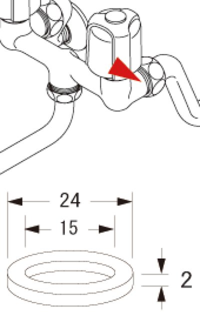画像1: PZKF79-15 KVK 混合栓ソケット部接続パッキン