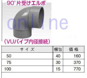 画像1: 片受け90  エルボ(VU管内径接続)  50（40個入り) (1)