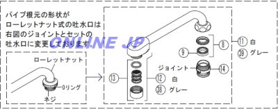 画像2: KVK 吐水口(ジョイント付) Z521J-19 (2)