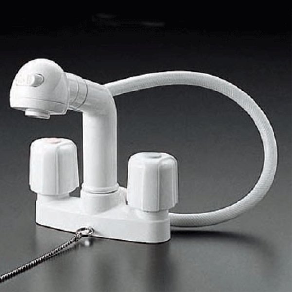 画像1: KF64【KVK】 取り付けピッチ102　2ハンドル洗髪シャワー (ゴム栓付)　 (1)