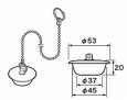 画像1: RLXGVDT411　-PANASONIC 　カサ付ゴム栓　Φ５３×Φ３７　高さ２０　チェーン長さ６２０ (1)