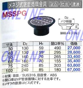 画像1: MSSPG  メネジ式底面循環金具　【吸込・吐出・連通】（温泉・海水用）【ミヤコ株式会社】 (1)