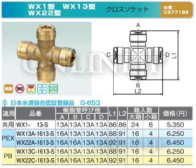 画像3: WX1-13-SやWX13型、WX22型など  ダブルロックジョイント クロスソケット 【オンダ製作所】 (3)