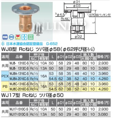 画像3: WJ8 WJ17   ダブルロックジョイント 配管アダプター 埋設○【オンダ製作所】 (3)