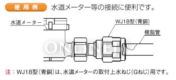 画像2: WJ18-C-S     WJ18型共用  　ダブルロックジョイント  ナット付アダプター 埋設○【オンダ製作所】 (2)