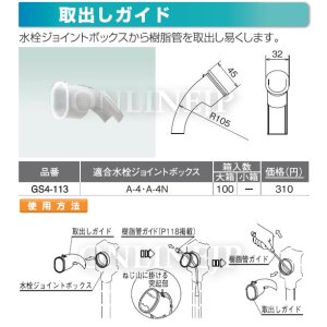 画像1: GS4-113  水栓ジョイントボックス部材　取出しガイド　【オンダ製作所】 (1)