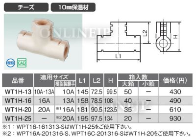画像2: WT1H-13など  ダブルロックジョイント 継手用10mm保温材 チーズ 【オンダ製作所】 (2)