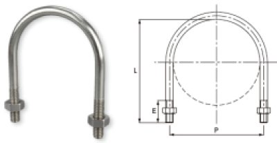 画像2: N-070448 ステンUボルト (U字ボルト) ネジサイズ1/4【日栄インテック】 (2)