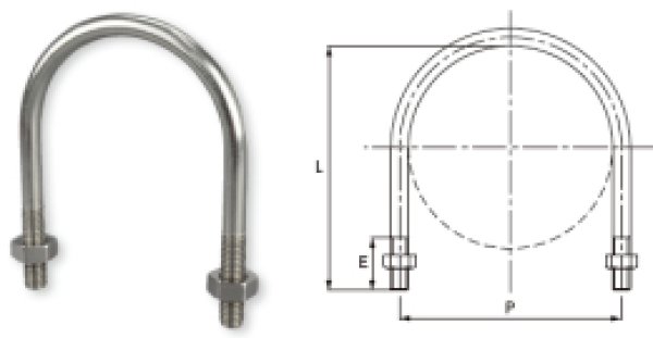 画像2: N-070448 ステンUボルト (U字ボルト)　ネジサイズ1/4【日栄インテック】 (2)
