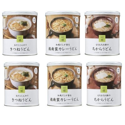 画像2: IZAMESHI(イザメシ) 636580 うどん6缶セット (長期保存食/3年保存/麺) 非常食 保存食 備蓄食 (2)