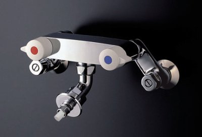 画像2: TW21R  洗濯機用壁付2ハンドル混合水栓（自在形、ホース接続形、緊急止水）【TOTO】 (2)