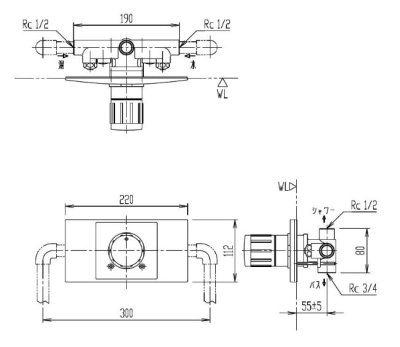 画像2: BF-22M 埋込形ミキシング混合水栓（上下向吐水）【INAX】旧BF-2M (2)