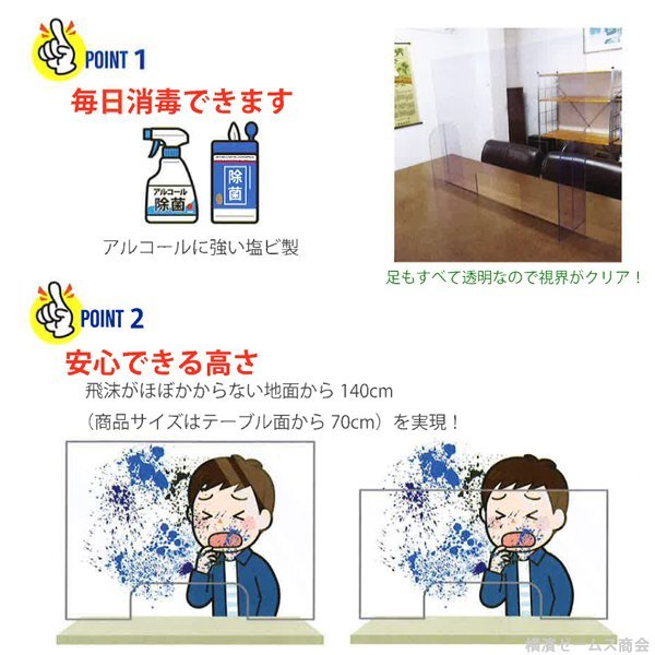 画像3: 飛沫感染予防 デスクパーテーション ４台組 厚み３ｍｍ Ｗ９００×Ｈ７００ 日大工業 (3)