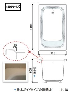 画像1: RS9GN41204　バスタイプ　1200サイズ　排水ガイドなし【 PANASONIC】 　 (1)