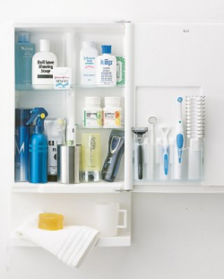 画像2: 浴室使用可 ミラーキャビネット 幅320mm × 奥行105mm × 高さ598mm 【東プラ】 (2)