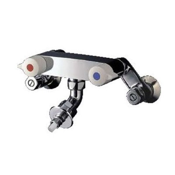 画像1: TW21R  洗濯機用壁付2ハンドル混合水栓（自在形、ホース接続形、緊急止水）【TOTO】 (1)