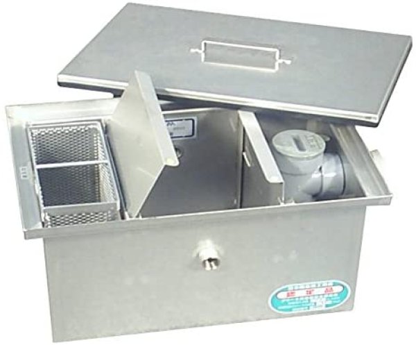 画像1: SR-425F プレパイ工業 ステンレス製グリーストラップ  | 床置型 15L パイプ流入 蓋付 (1)