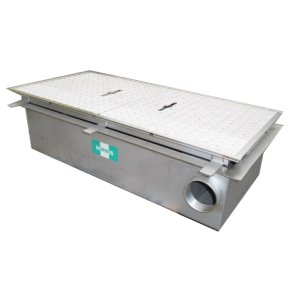 画像1: GSU-N200EAII【ホーコス】ステンレス製　側溝式　シンダー埋込み型　グリース阻集器　溶融亜鉛メッキ蓋付 (1)