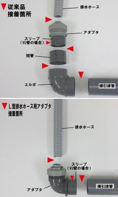 画像3: Z14PVHL-EH    Ｌ型排水ホース用アダプタ　Φ30ホース×VP・VU50 【ミヤコ株式会社】 (3)