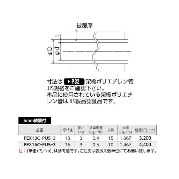 画像2: PEX13C-PU5-3 　被覆カポリパイプW　耐候性仕様　15本　【オンダ製作所】 (2)