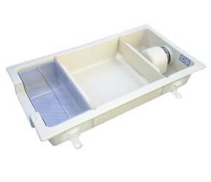 画像1: TOSC-840Ｓ　蓋付　浅型グリーストラップ　 200Ｈ　33L　鋼板製蓋付【プレパイ工業株式会社】『側溝型』　FRP製　厨房用　 (1)