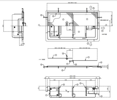 画像2: TOSC-840S 蓋付 浅型グリーストラップ  200H 33L 鋼板製蓋付【プレパイ工業株式会社】『側溝型』 FRP製 厨房用  (2)