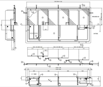 画像2: TOSC-1260S　蓋付 浅型グリーストラップ『側溝型』　FRP製　厨房用　　　200Ｈ　75L【プレパイ工業株式会社】 (2)
