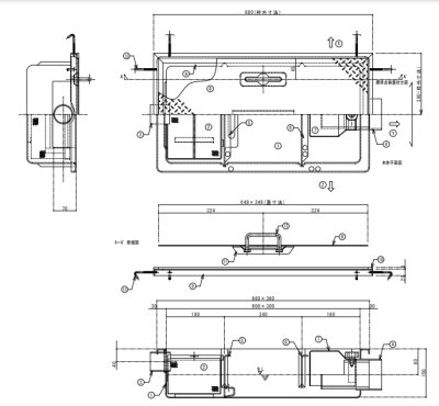 画像2: TOSC-630R超浅型グリーストラップ 【プレパイ工業株式会社】蓋付 『パイプ流入型』 FRP製 150H   13L (2)