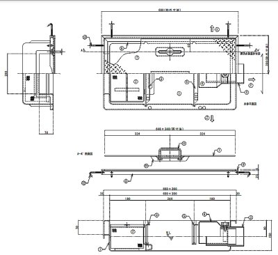 画像2: TOSC-630 蓋付 超浅型グリーストラップ150H【プレパイ工業株式会社】『側溝型』 FRP製 厨房用  13L  (2)