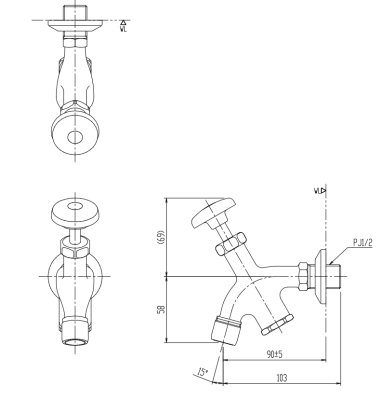 画像3: BF-11F-13【INAX】湯屋カラン（泡沫式） 　 タカラ式の湯屋カランに交換に　 (3)