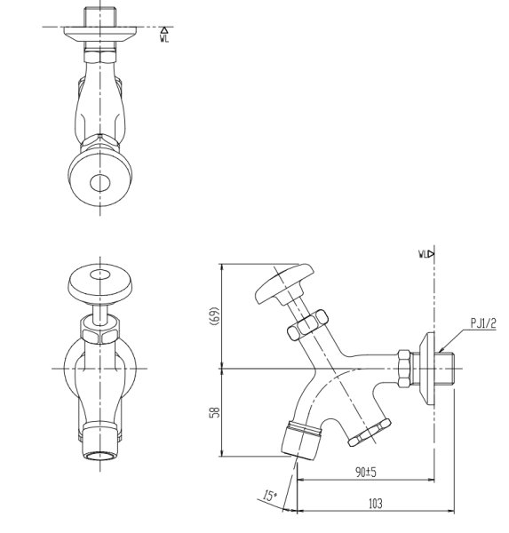 画像3: BF-11F-13【INAX】湯屋カラン（泡沫式） 　 タカラ式の湯屋カランに交換に　 (3)
