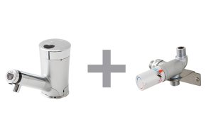 画像1: SM2-VF　-サーモ継手付き立水栓（床給水）自動水栓 ミナミサワ (1)