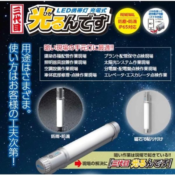 画像5: FHG-201WP 三代目光るんです  LED バッテリーライト【日栄インテック】旧FHW-201WP (5)
