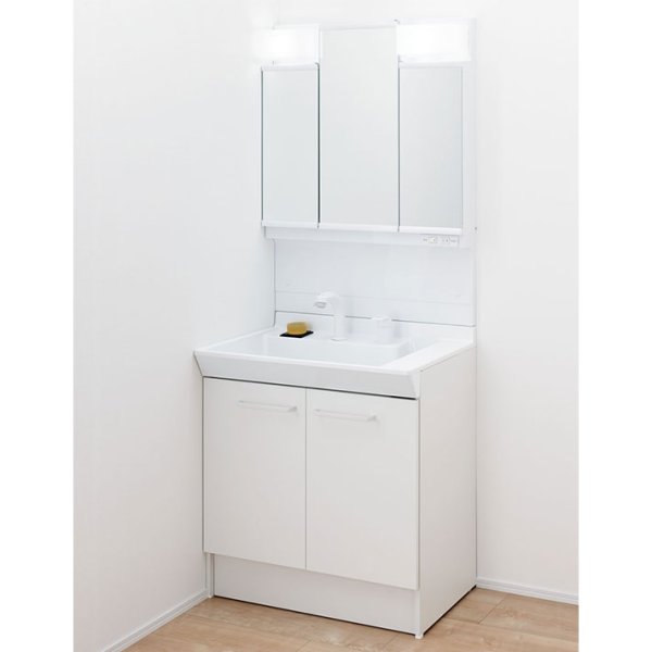 画像1: TOTO 洗面化粧台 Vシリーズ W750 三面鏡 LED照明（LDPB075BAGEN2A+LMPB075B3GDG1G） (1)