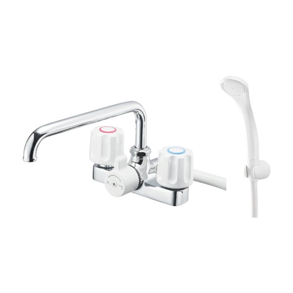 画像1: SK710-W-13【SANEI株式会社】 ツーバルブデッキシャワー混合栓［共用形］(120ピッチ) (1)