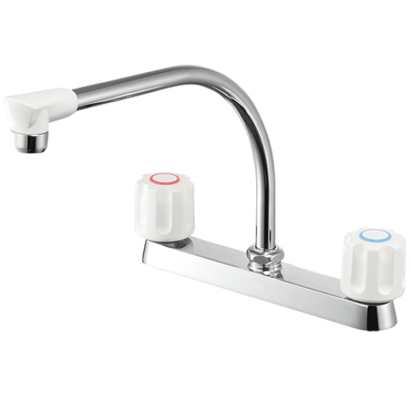 画像1: K61D-W【SANEI株式会社】   ツーバルブ台付混合栓［共用形］ (1)