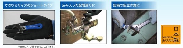 画像7: HY-38S 薄型軽量ワイドモンキーレンチ ショートエコワイド 口開寸法8~38mm トップ工業 (TOP) (7)