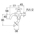 画像2: JF123TV-1-13【SANEI株式会社】   洗濯機用二口横水栓  (2)