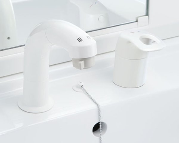 画像1: LIXIL INAX ホース収納式シングルレバー洗髪シャワー混合水栓 SF-500SY-MB15 エコハンドル (1)