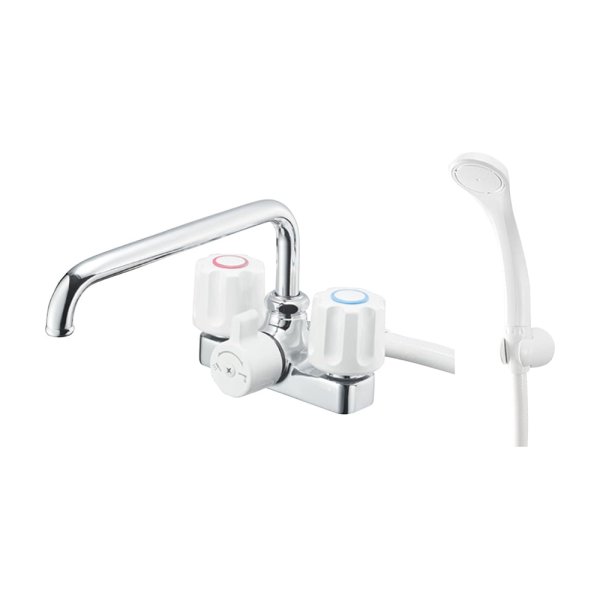 画像1: SK71-W-13 【SANEI株式会社】ツーバルブデッキシャワー混合栓［共用形］(102ピッチ) (1)