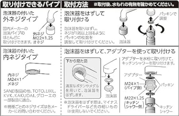 画像4: SANEI キッチンシャワー PM2540 首振り切替式 節水ストレート・シャワー切替 泡沫器付き水栓対応 (4)