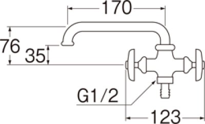 画像2: E20A-13  【SANEI株式会社】二口横形自在水栓  (2)