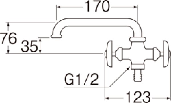 画像2: E20A-13  【SANEI株式会社】二口横形自在水栓  (2)