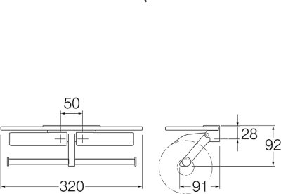 画像2: W2808  ダブルペーパーホルダー棚付【SANEI株式会社】 (2)