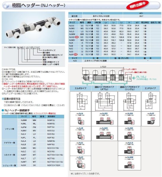 画像2: NJMS-B  プッシュマスター　組立自在樹脂ヘッダー【ブリヂストン】　 (2)
