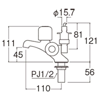 画像2: JF505TV-1-13【SANEI株式会社】   洗濯機用二口立水栓（固定コマ仕様） (2)