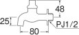 画像2: Y60J-13  【SANEI株式会社】 共用横水栓 (2)