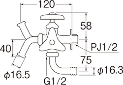 画像2: F12A-13【SANEI株式会社】   万能二口横水栓 (2)