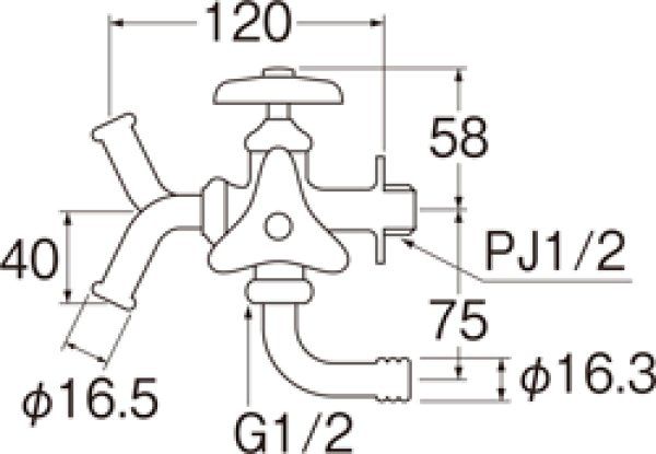 画像2: F12A-13【SANEI株式会社】   万能二口横水栓 (2)