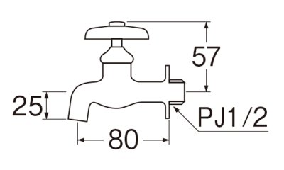 画像2: JY10E-13【SANEI株式会社】   横水栓（節水固定コマ仕様）［共用形］ (2)